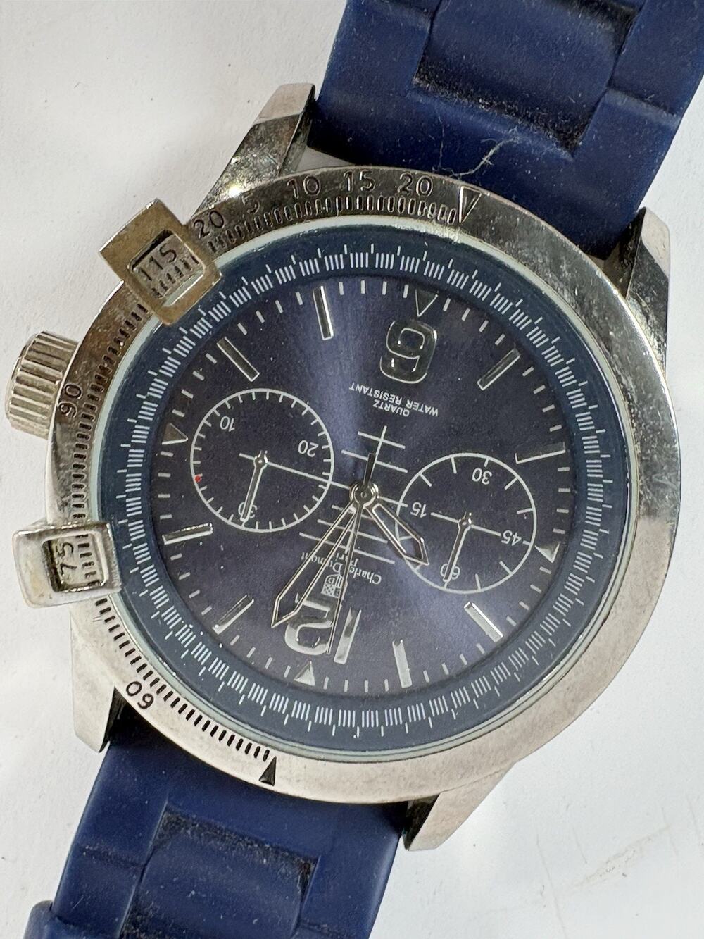 Charles Dumont Paris PB-5029G Mens Quartz Chronograph Blue Dial Rubber Watch